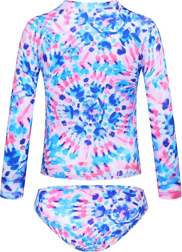 Girls Swimsuit Long Sleeve Rash Guard Sets UPF 50+ Two Piece Bathing Suits