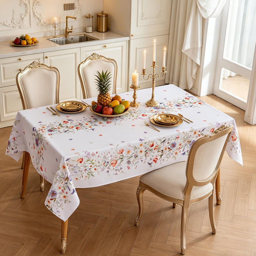 Spring Garden Party Rectangle Tablecloth Triple Vine Floral, 84 x 60 Inch
