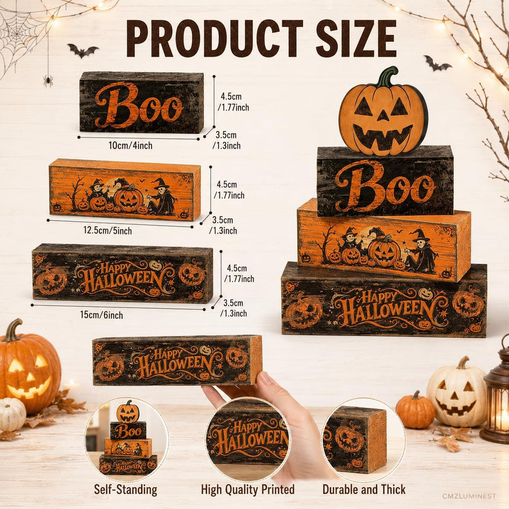 Halloween Pumpkin Decor Indoor, Halloween Table Decorations - Set of 4