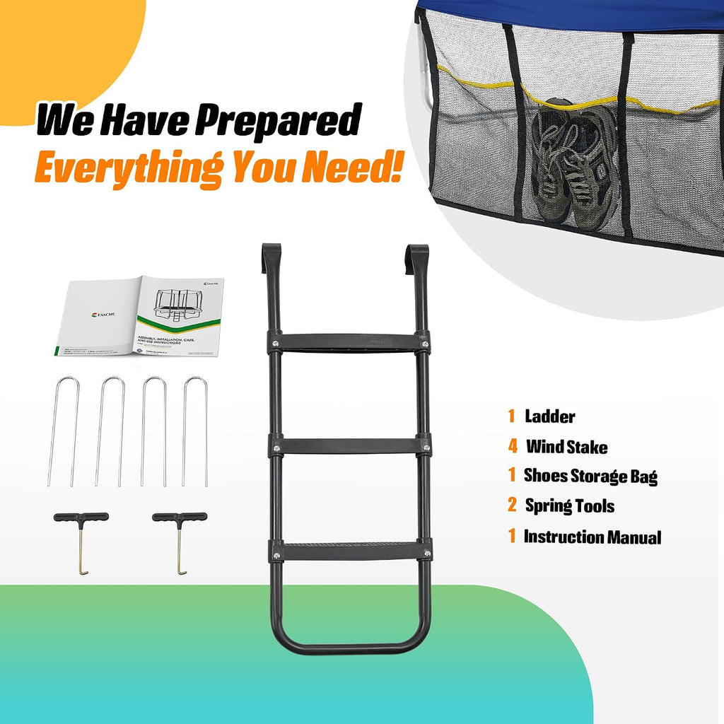 7X10 8X12 Foot Rectangle Trampoline for Kids, Double Enclosure Openings, Small Outdoor Rectangular Trampoline with