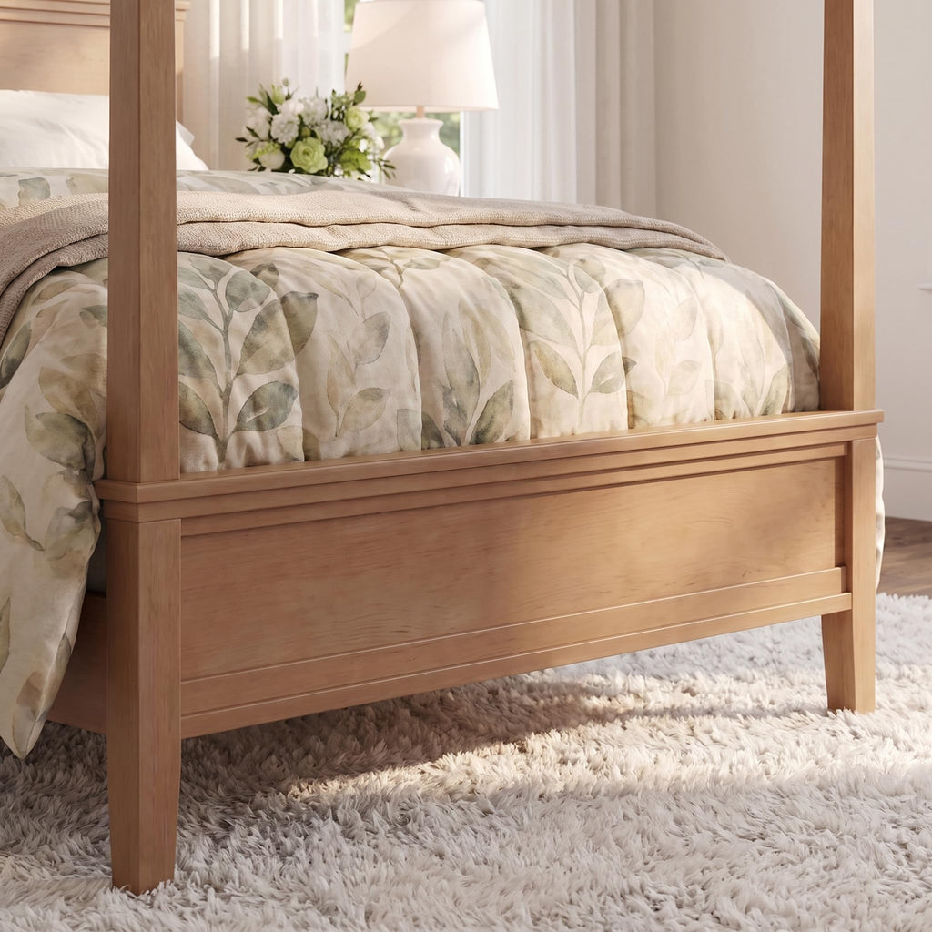 Canopy Bed Frame with Headboard, Wooden 4-Poster Bed