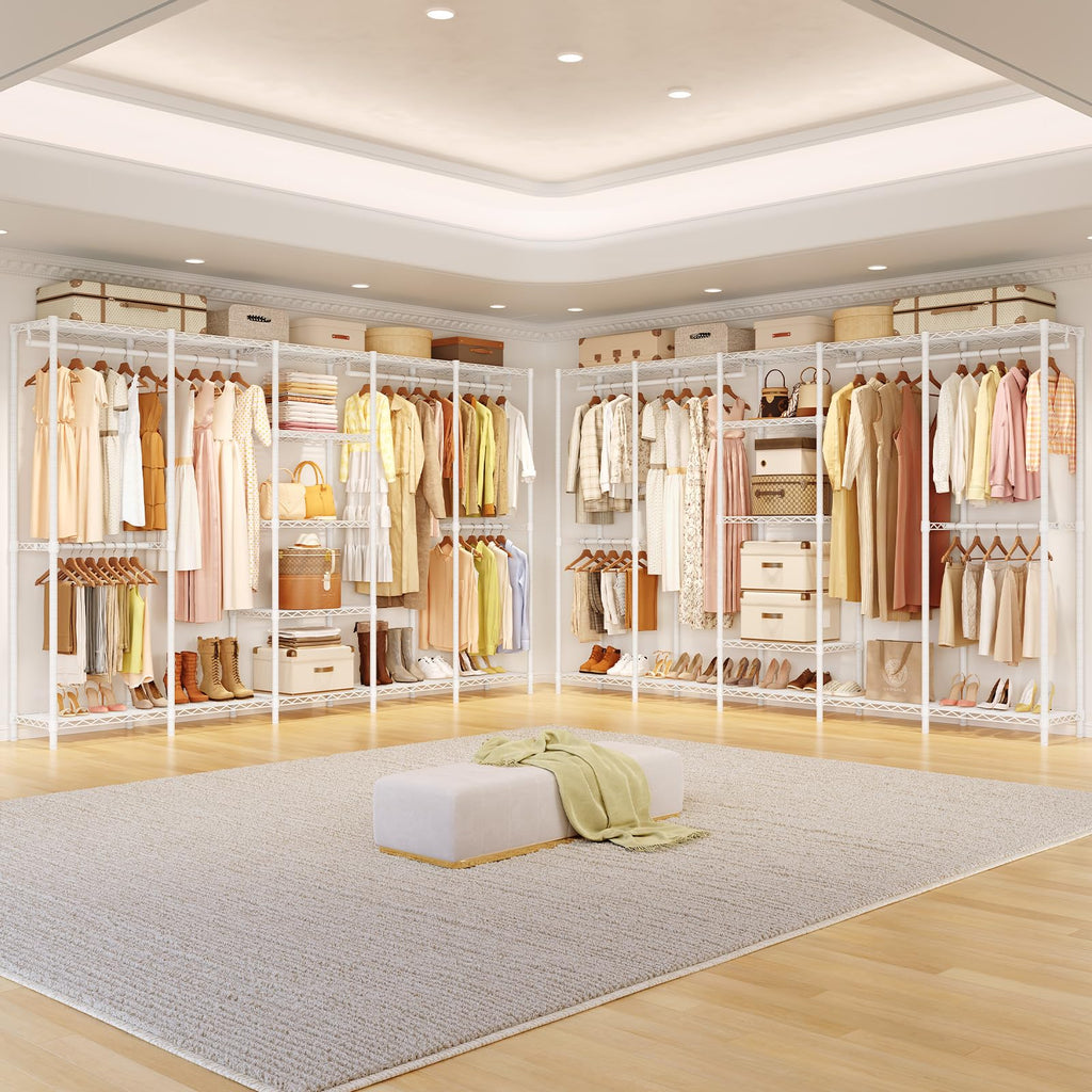 F5 Heavy Duty Clothes Rack Freestanding Modular Closet System White