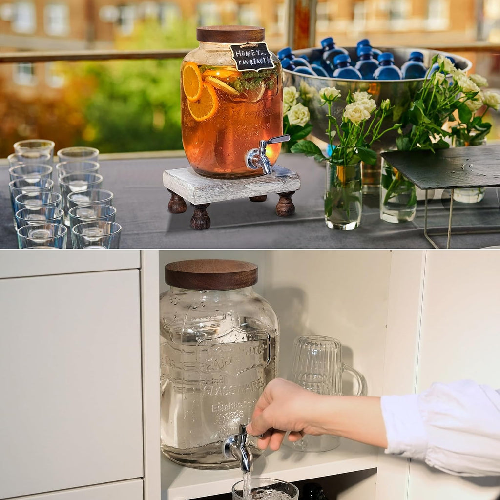 1 Gallon Glass Drink Dispenser for Parties, Leak-Proof Spigot