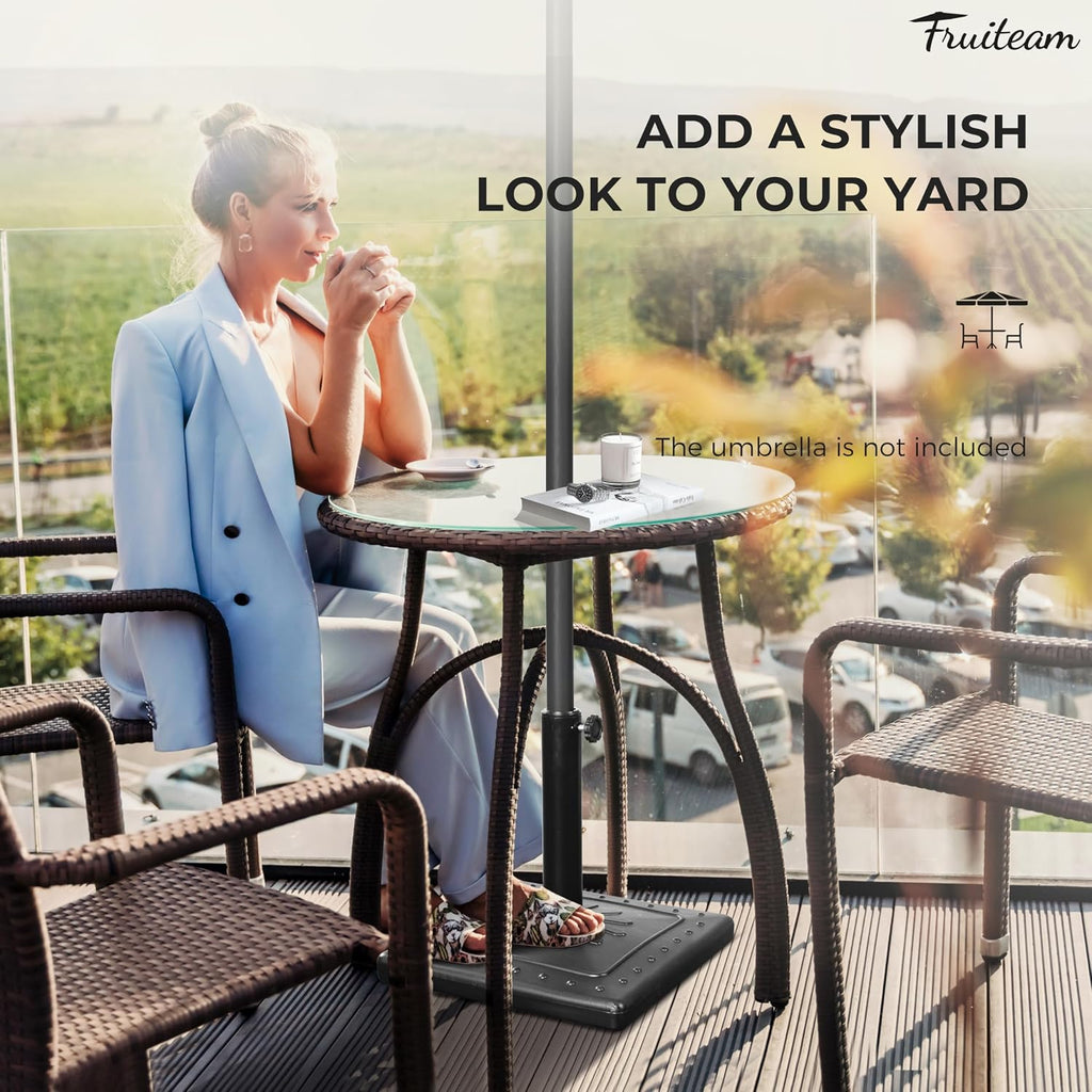33lb Heavy-Duty Patio Square Umbrella Base, Antioxidant Sprayed Steel Pole Market Table Stand