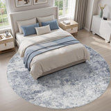 8ft Round Area Rug for Living Room: 8x8 Washable Neutral Modern Abstract Soft Thin Rug Indoor Floor 