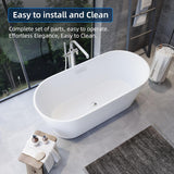 67 Inch Acrylic Freestanding Bathtub, Deep Soaking Tub with Non-Slip Base, CUPC Certified Free Standing Tub, Chrome