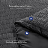 Queen Comforter Set Seersucker 7 Pieces, All Season Luxury Bed in a Bag, Bedding Set with Comforters, Sheets