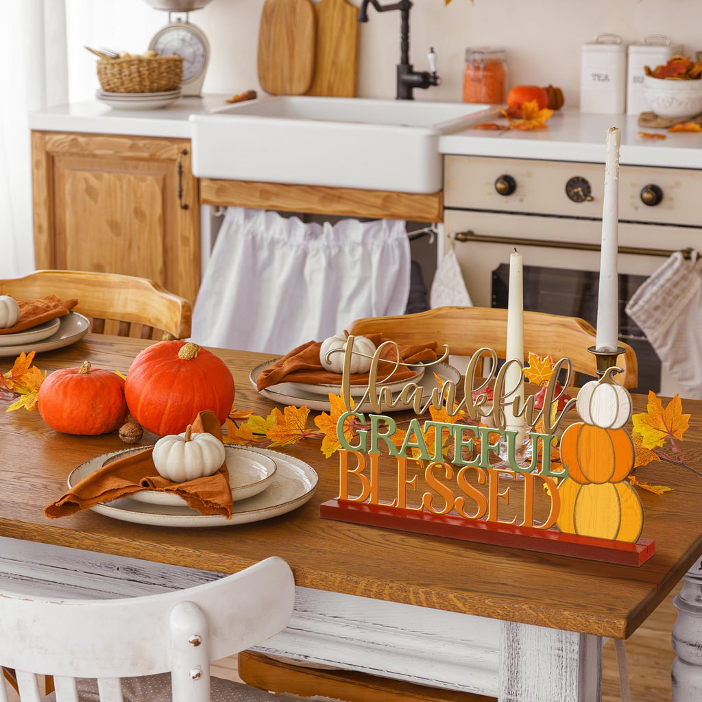 11.81inch Thanksgiving Table Sign Metal Fall Decorations