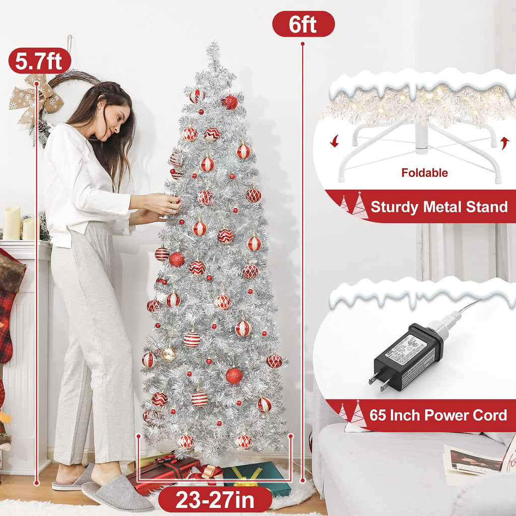 Slim Christmas Tree s: 6ft with 200 Warm White LEDs