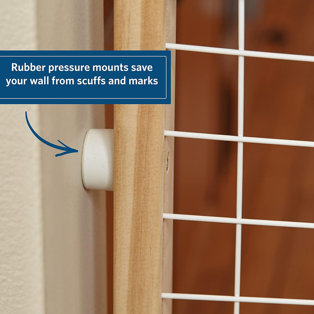 Wire Mesh Pet Safety Gate, Dog Gate Expands From 29 - 50 Inches Wide, 44 Inches Tall, Wood, Powder Coated Wire