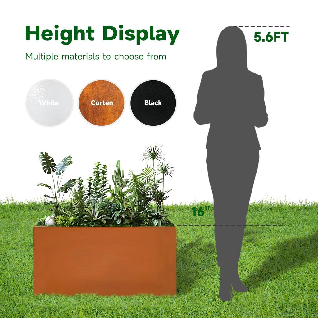 Corten Steel Planter Box 32" L x 12" W x 16" H Rectangular Outdoor Planter