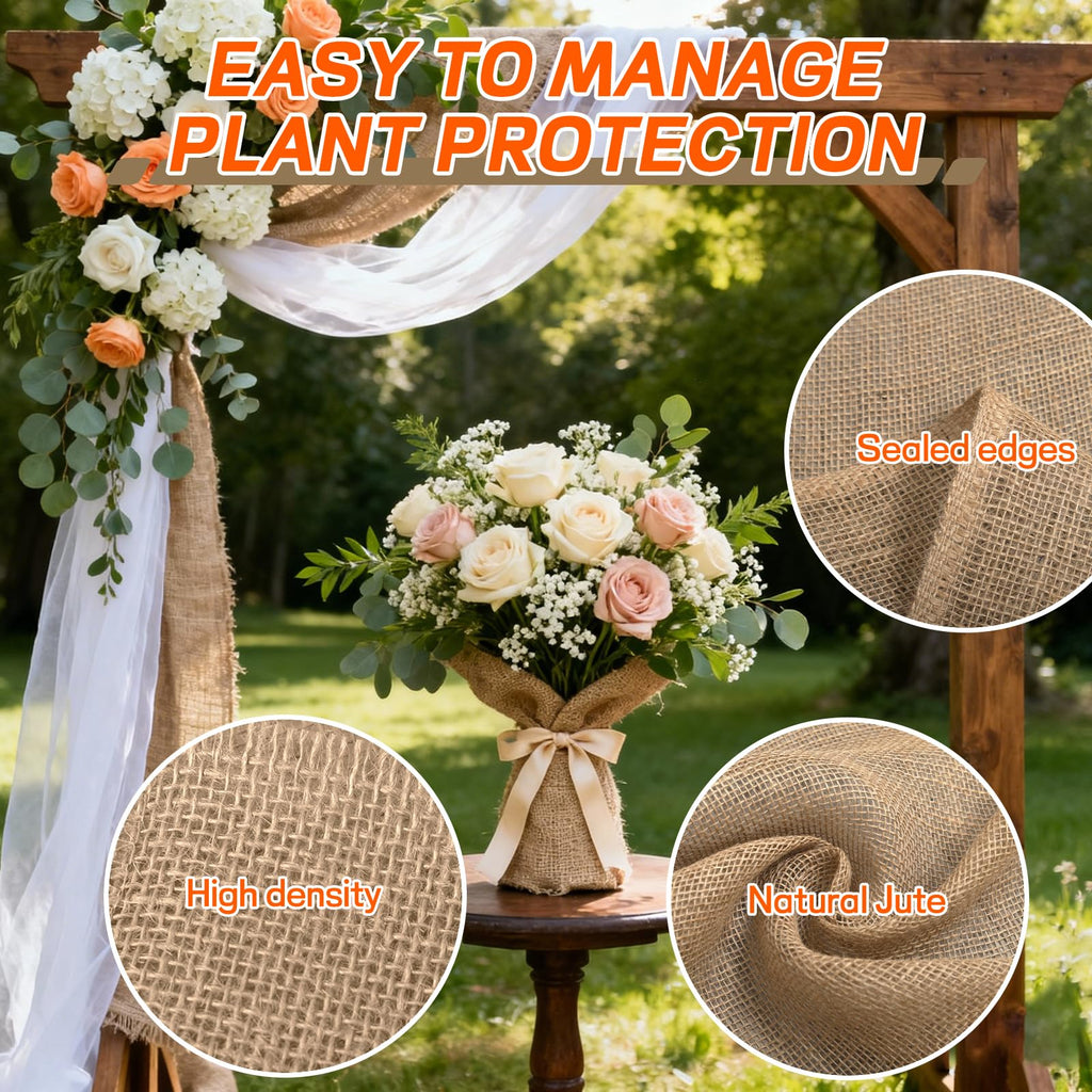 Natural Jute Burlap Fabric Roll - Garden Fabric for Plant Protection, Rustic Wedding Decor, DIY Crafts, Weed Control