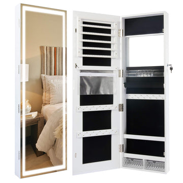 LED Jewelry Cabinet with 3 Colored Light, 47-in Full Length Mirror