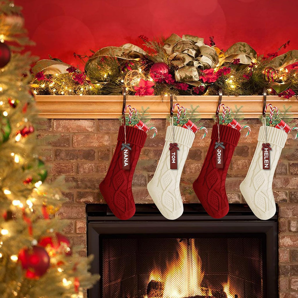 Christmas Stockings - , Large 18 Inches Hold All Surprises, Knitted Gift Stockings & Farmhouse Christmas Decor - Set of 2
