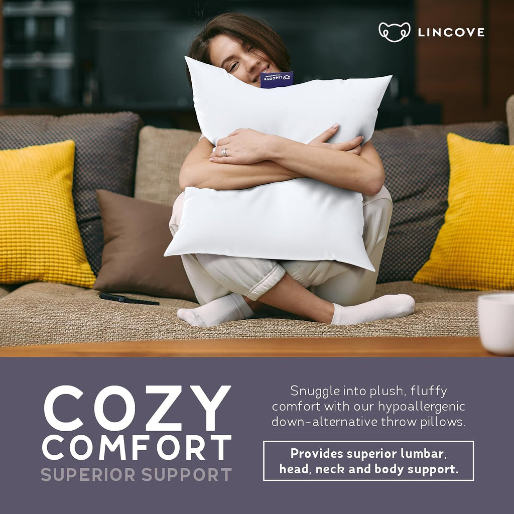 Euro Throw Pillow Insert Square 20"x20" Pillow - Made in Canada, 100% Cotton Shell, Down Alternative Filling