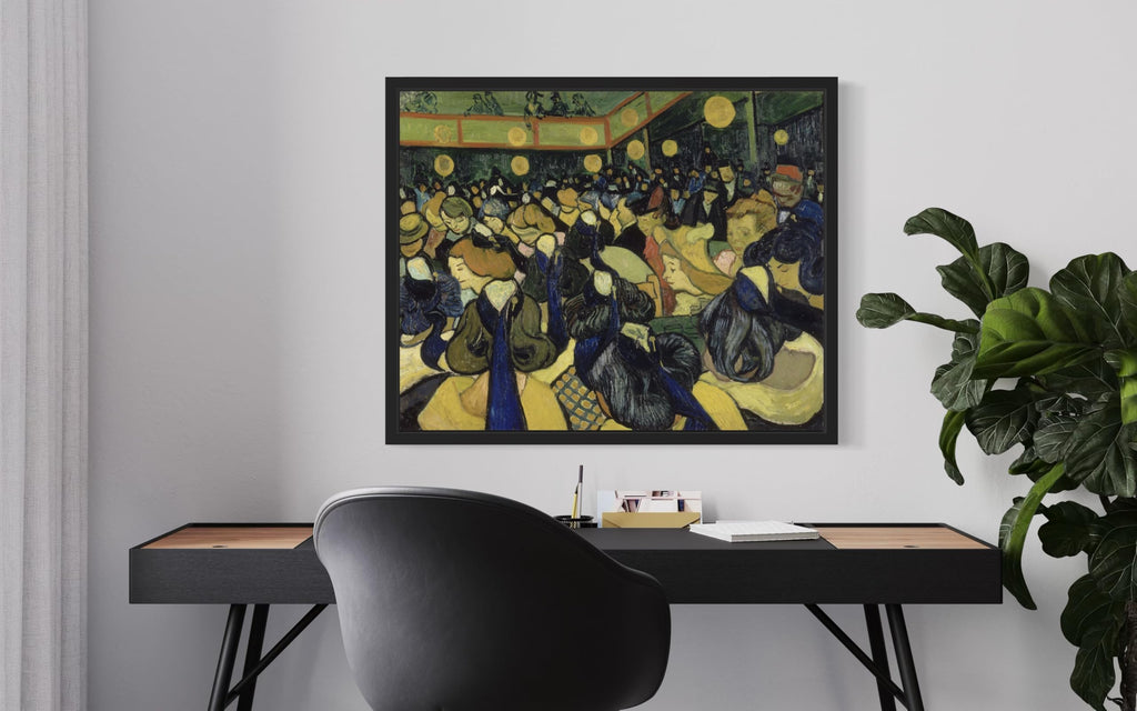 The Dance Hall In Arles (1888) by Van Gogh Black Framed Wall Art Print Poster, Vintage Landscape Painting Wall Art