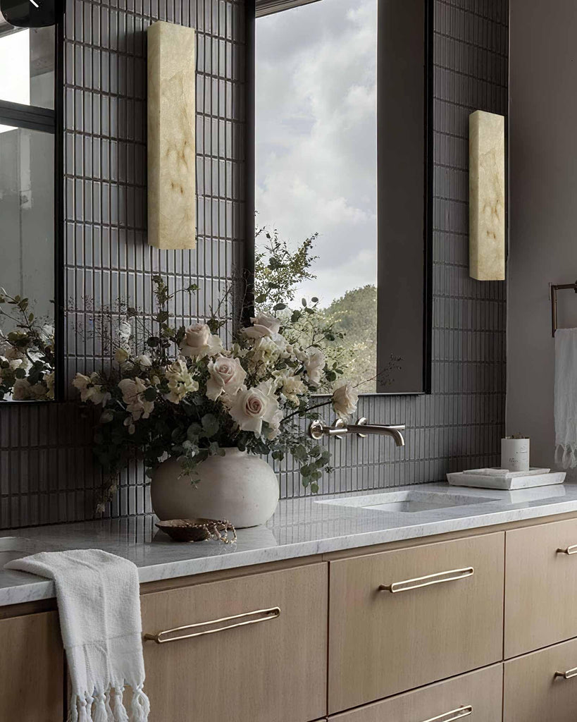 Alabaster Wall Sconces Natural Marble Bathroom Vanity Wall Light Fixture