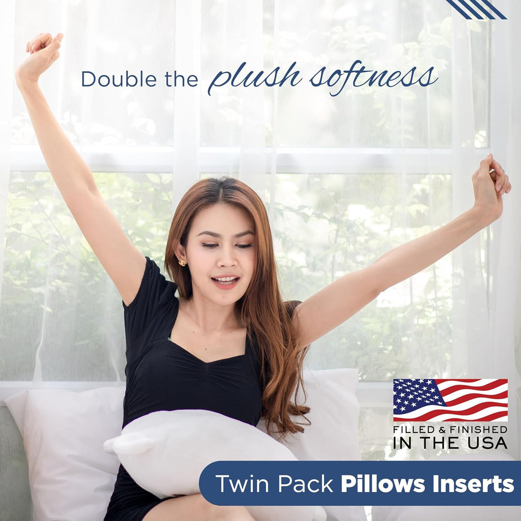 Decorative Throw Pillow Inserts, White, 22" x 22" - Set of 2