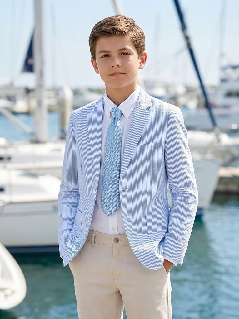 Boys Blazer Seersucker Suits Jacket Casual Stripe Kids Sports Coat for Boy