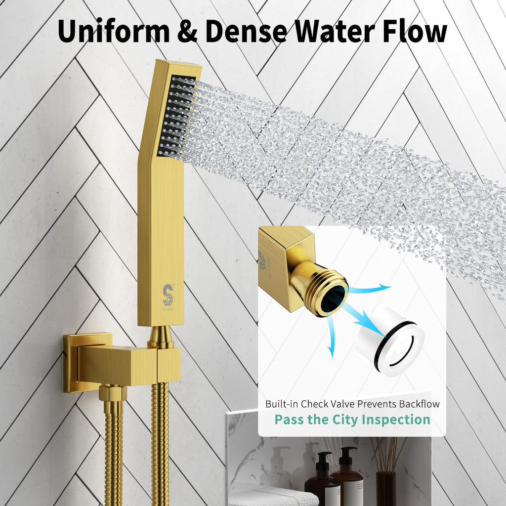 12 Inch Ceiling Mount Rain Shower System,Brushed Gold