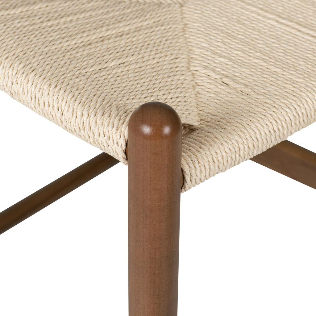 Weave Counter Stool, 23" Height - Walnut Beech Wood Frame with Rope Woven Seat, Fully Assembled
