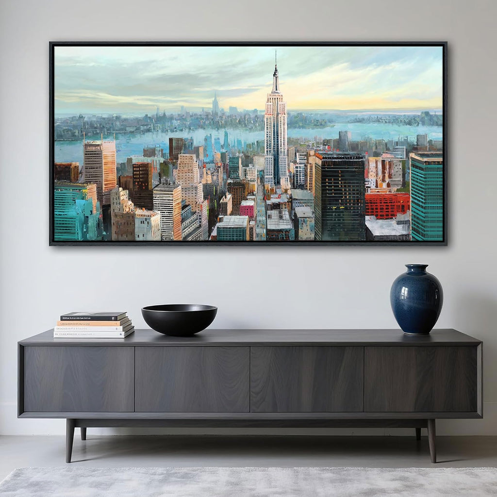 Abstract Wall Art - Modern New York City Wall Art Large Canvas Pictures Bedroom, Wall Decor Framed Painting Elegant