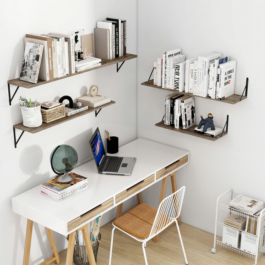 Deep Floating Shelves for Wall, 48W x 8D Rustic Grey Wood Wall Shelves Set of 2, Large Floating Shelf and Decor
