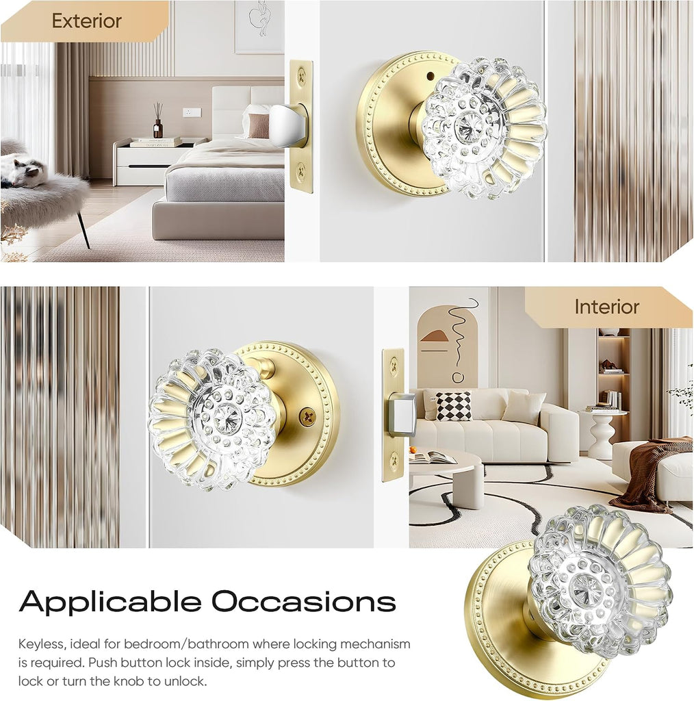 Crystal Door Knobs, Privacy Glass Door Knob