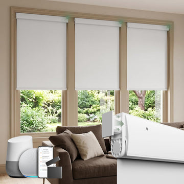 No Drill Motorized Blinds with Remote, White,23" W x 72" H