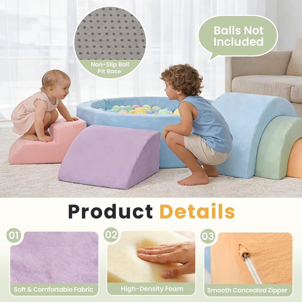 Foam Climbing Blocks for Toddlers, 38x38in Ball Pit for Babies, 8pcs
