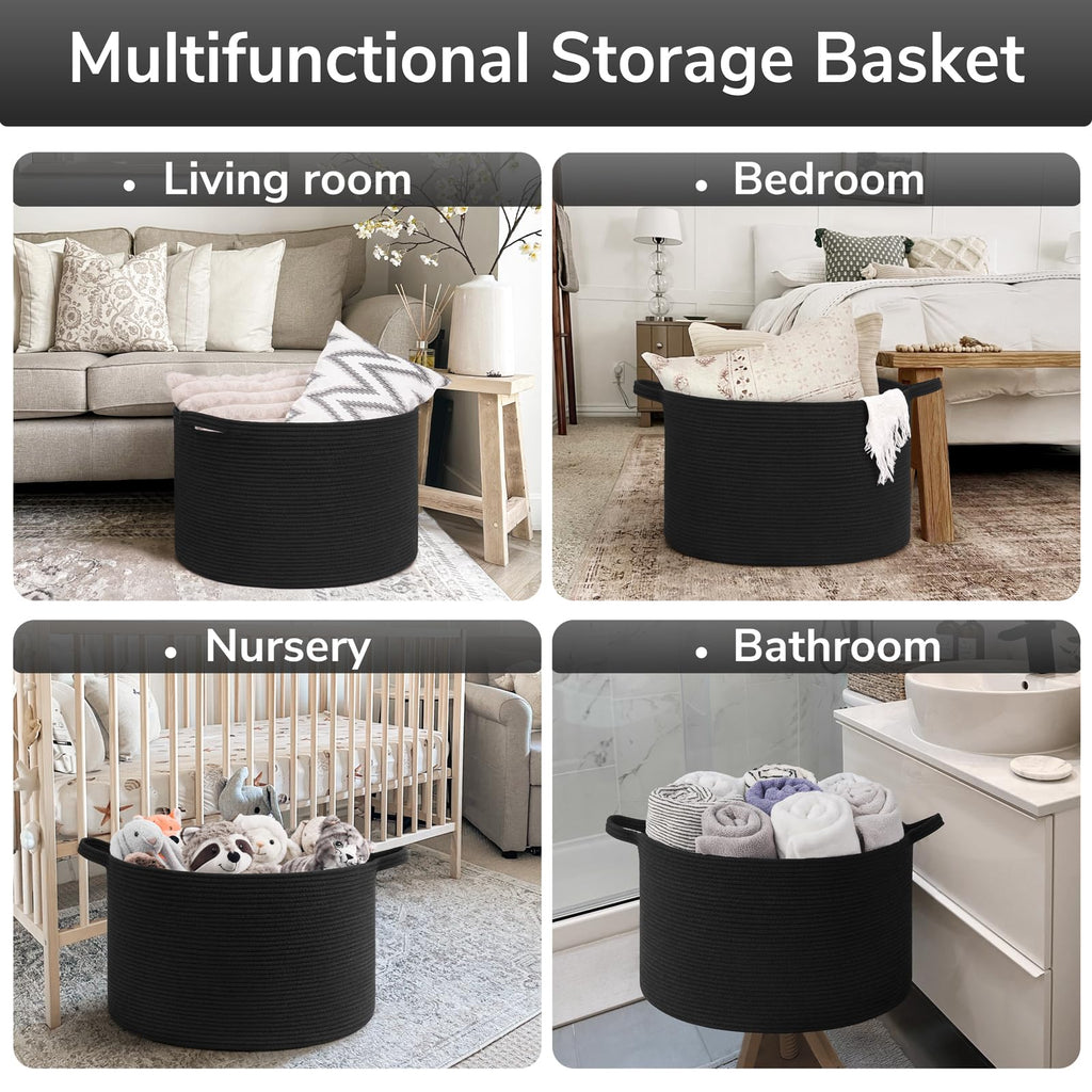 Large Woven Dirty Clothes Basket, 65L