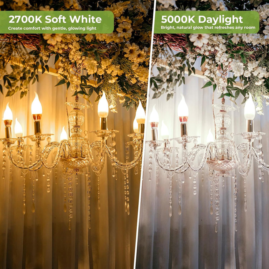 E12 Candelabra Bulb 40 Watt Equivalent, Dimmable LED Chandelier Light Bulbs 2700K Soft White, CA10 Candle Shape E12