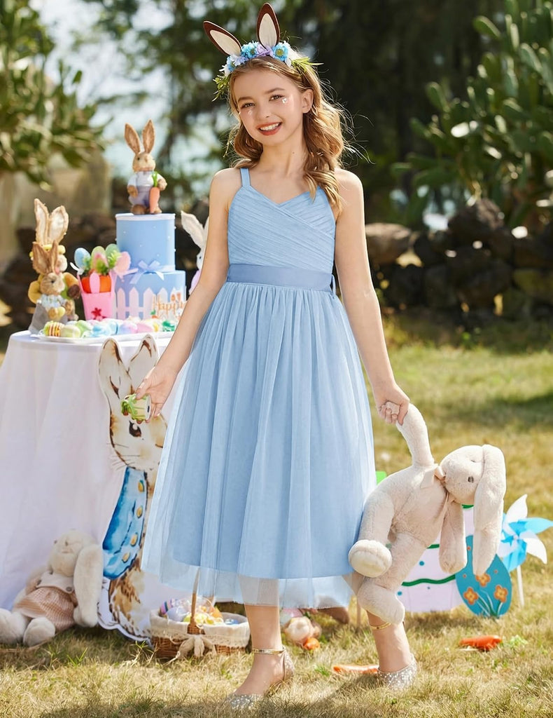 Flower Girl Dress Spaghetti Strap Tulle Long Formal Party Dresses