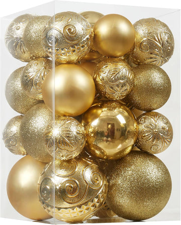 Christmas Ball Ornaments - Shatterproof Christmas Ornaments Set Plastic Hanging Christmas Decorations Holiday - Set of 30