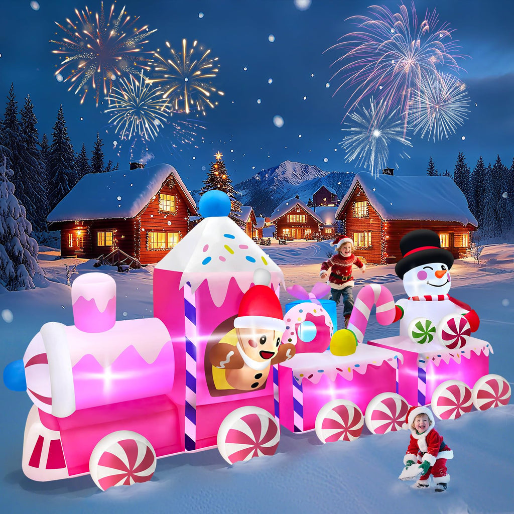 11FT Long Christmas Inflatable Train Outdoor Decoration