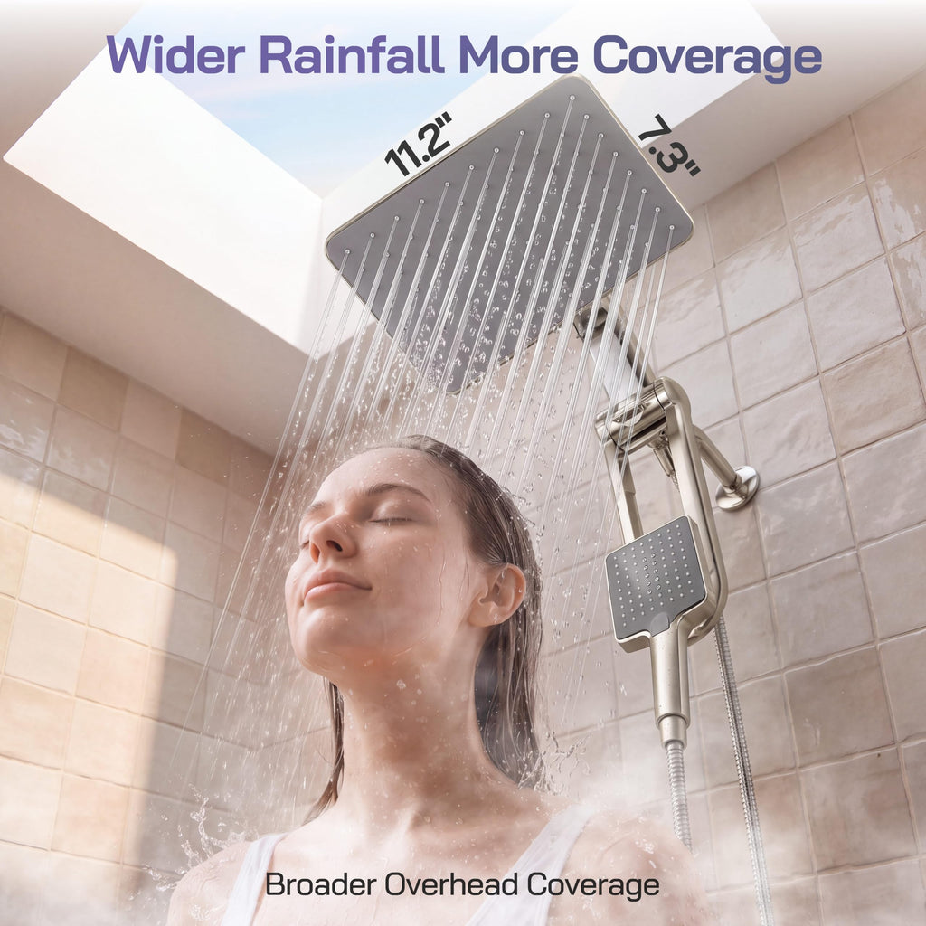 High Pressure Filtered Shower Head with Handheld Combo, Nickel