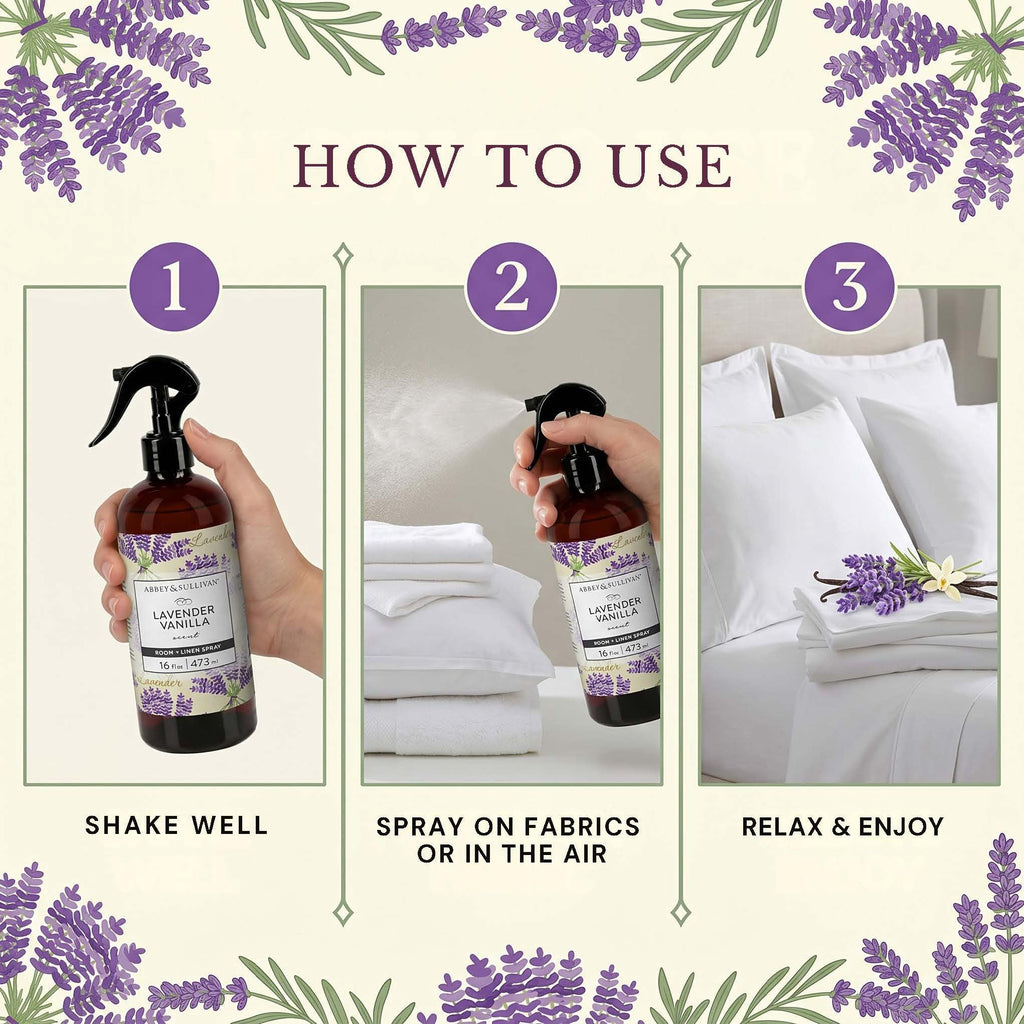 Odor Eliminating and Refreshing Linen and Room Spray, Lavender Vanilla, 16 oz.