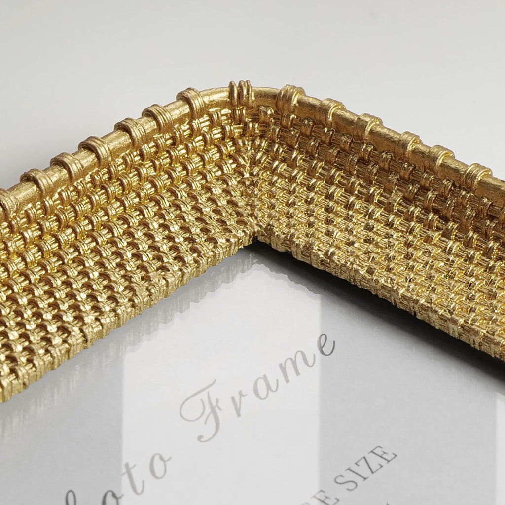 4x6 Gold Picture Frame, Vintage Rattan Textured Resin Photo Frame