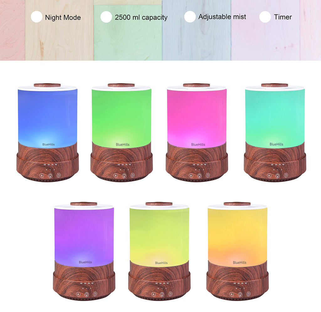 Premium 2500 ML Large Essential Oil Diffuser Timer XL Dark Wood