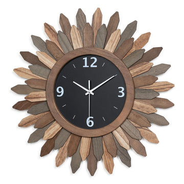 Large Wall Clock Battery Operated 21 in Rustic Wood Boho Sunburst Decorative Wall Clock Silent Non Ticking Farmhouse