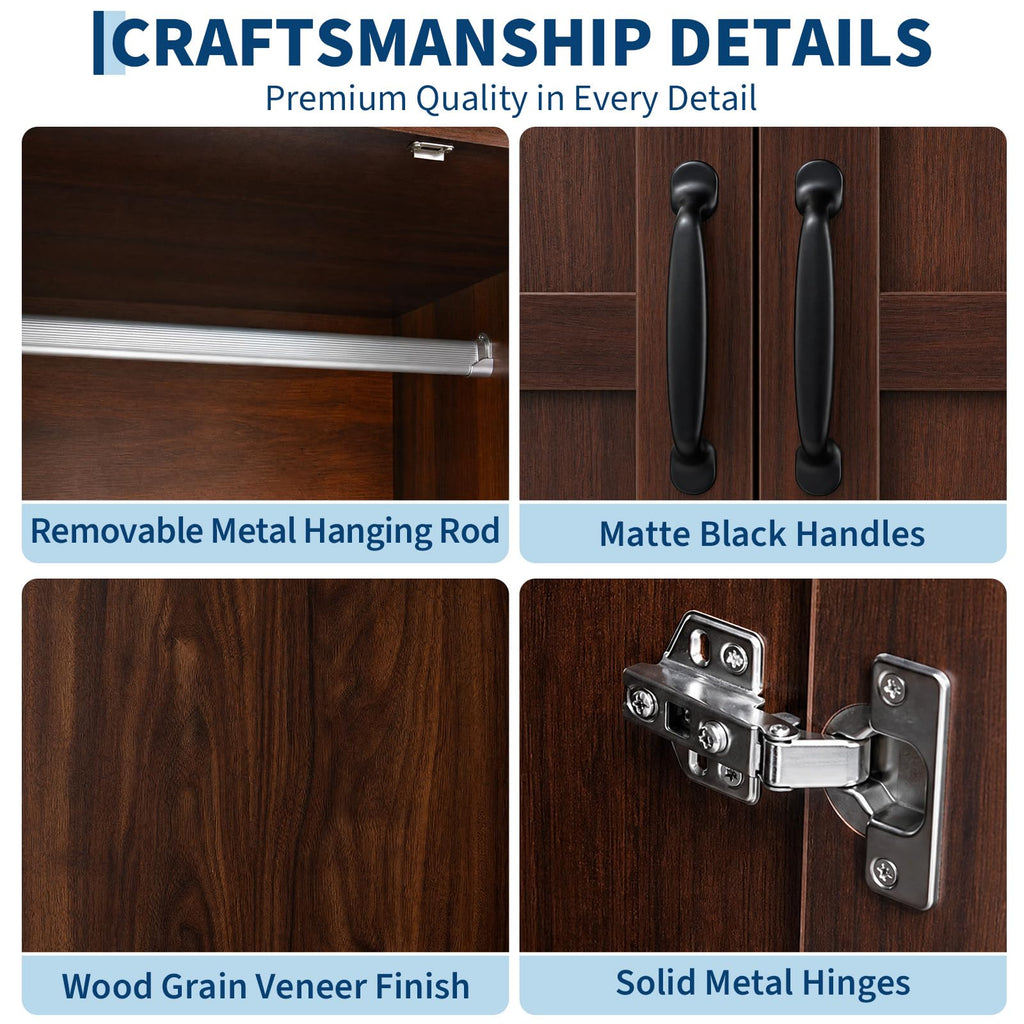 Armoire Wardrobe Closet, Farmhouse Wooden Wardrobe