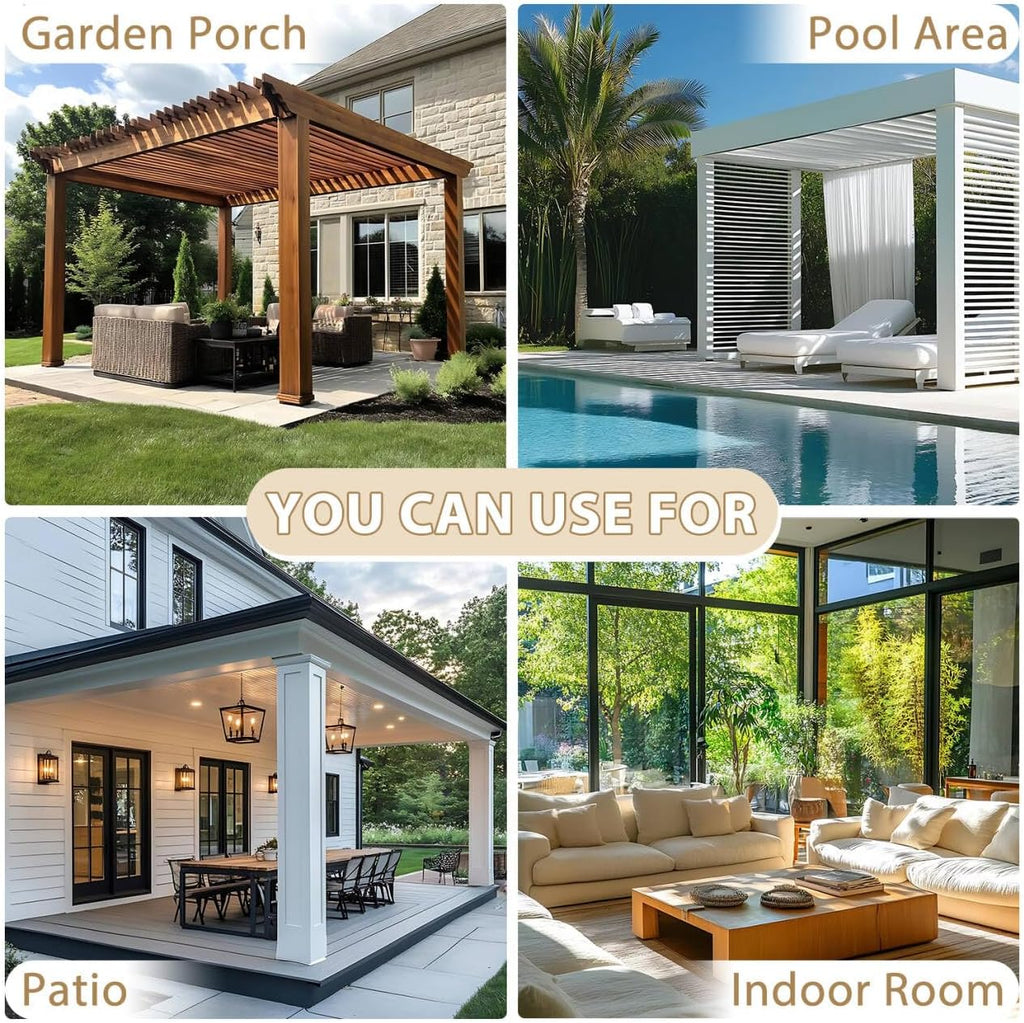 Waterproof Outdoor Curtains with Zipper Top & Bottom Grommet Thermal Privacy Drapes 2 Panels Gazebo Outside Blackout