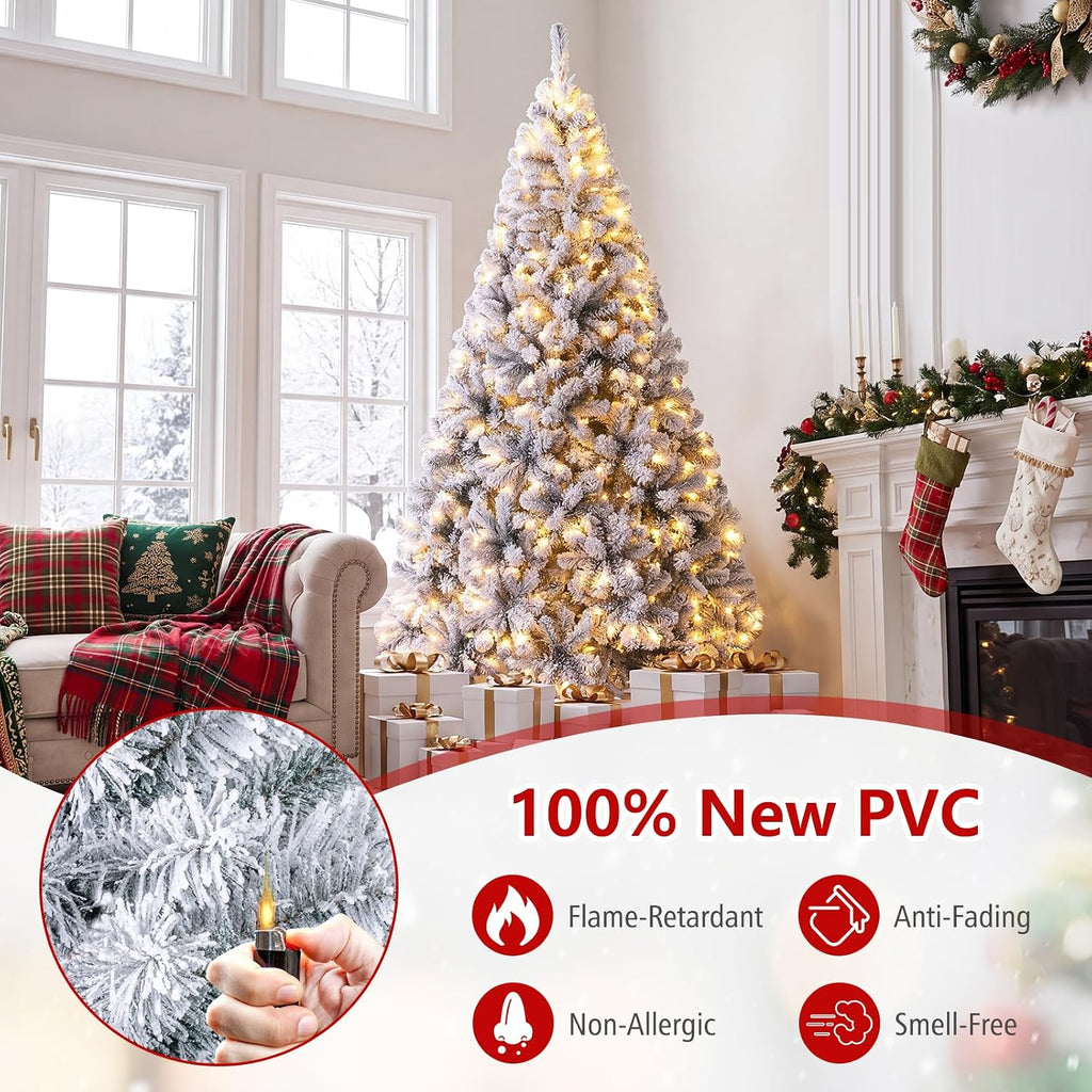Pre-Lit Snow Flocked Christmas Tree with 550 Lights