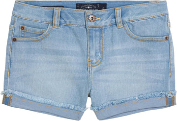 Girls' Cuffed Jean Shorts, Stretch Denim with 5 Pockets, Mid to High Rise Waist