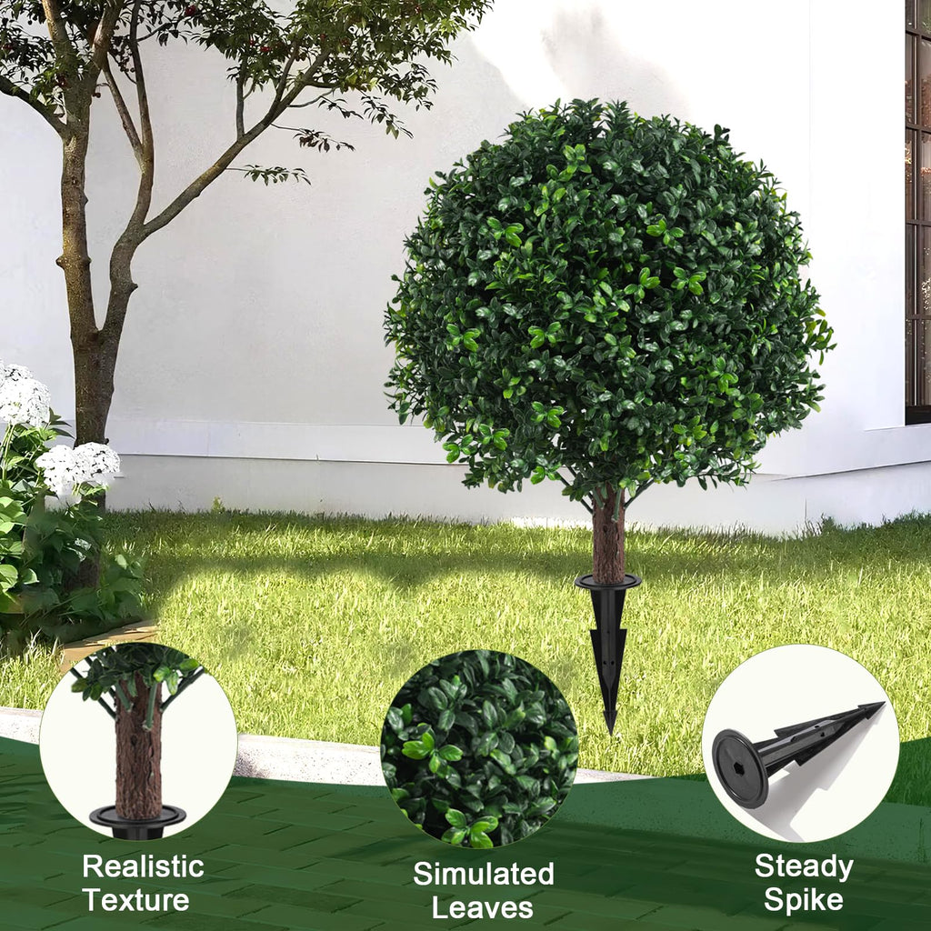 2 Pack UV Resistant Artificial Boxwood Plants Outdoor Topiary