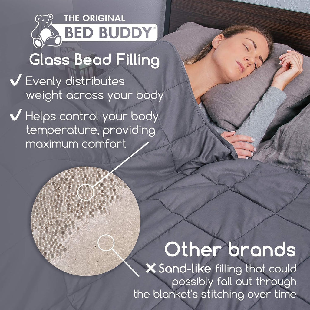 Weighted Blanket - Weighted Blanket Twin Size - Heavy Blanket with Weighted Glass Beads, Grey, 7 pounds