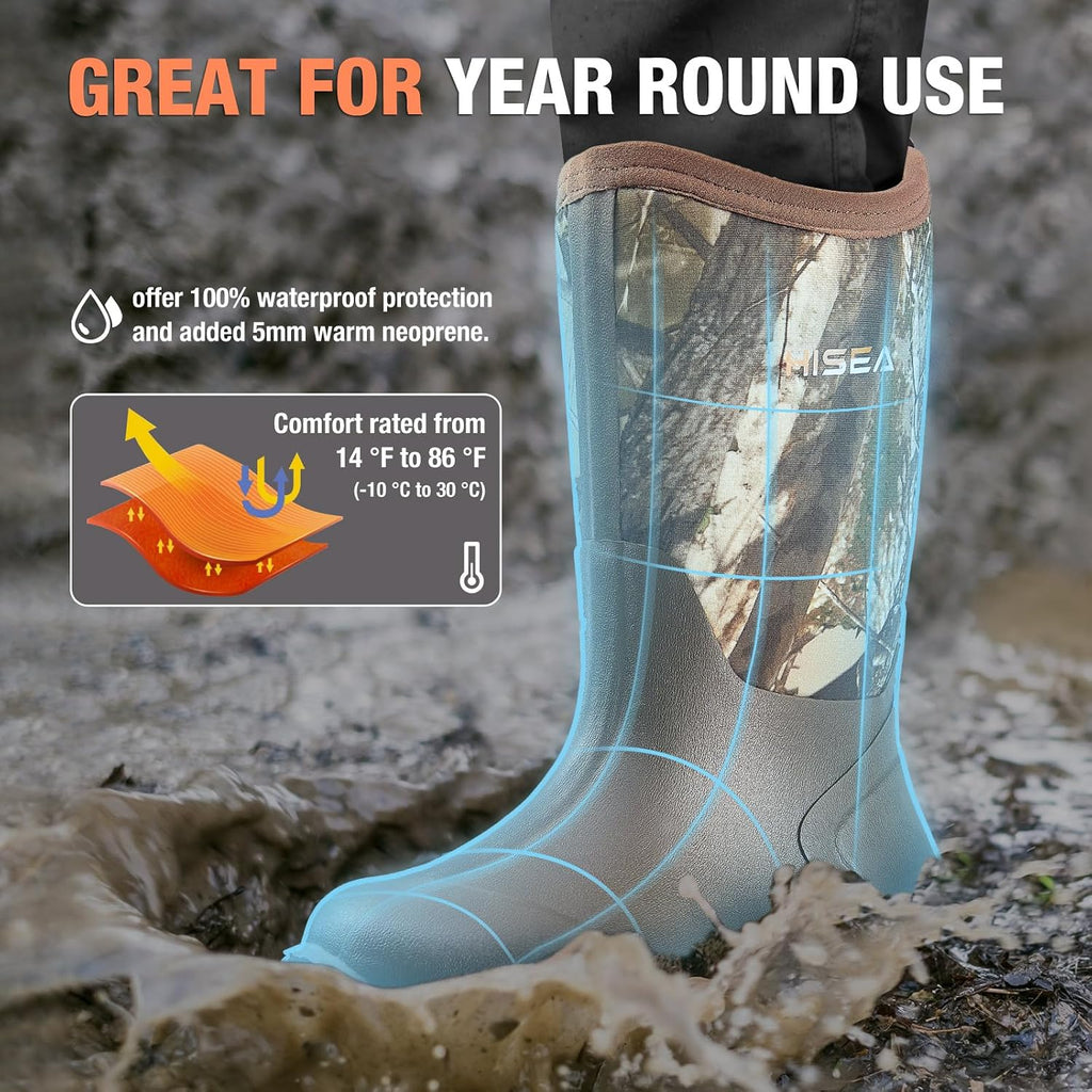 Barefoot Friendly Rain Boots for Kids Insulated Hunting Rubber Shoes