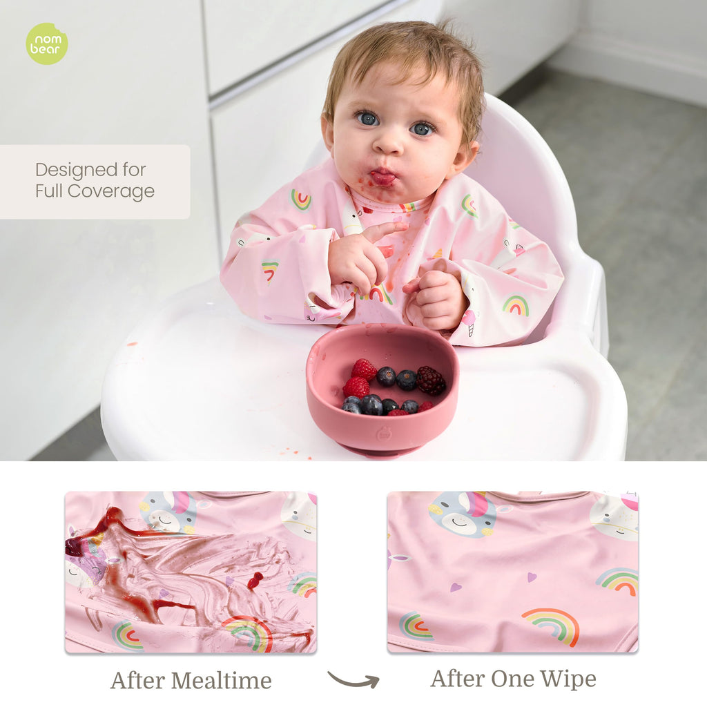 Waterproof Smock Baby Bibs for Eating (6-24 Months), 1 Pack