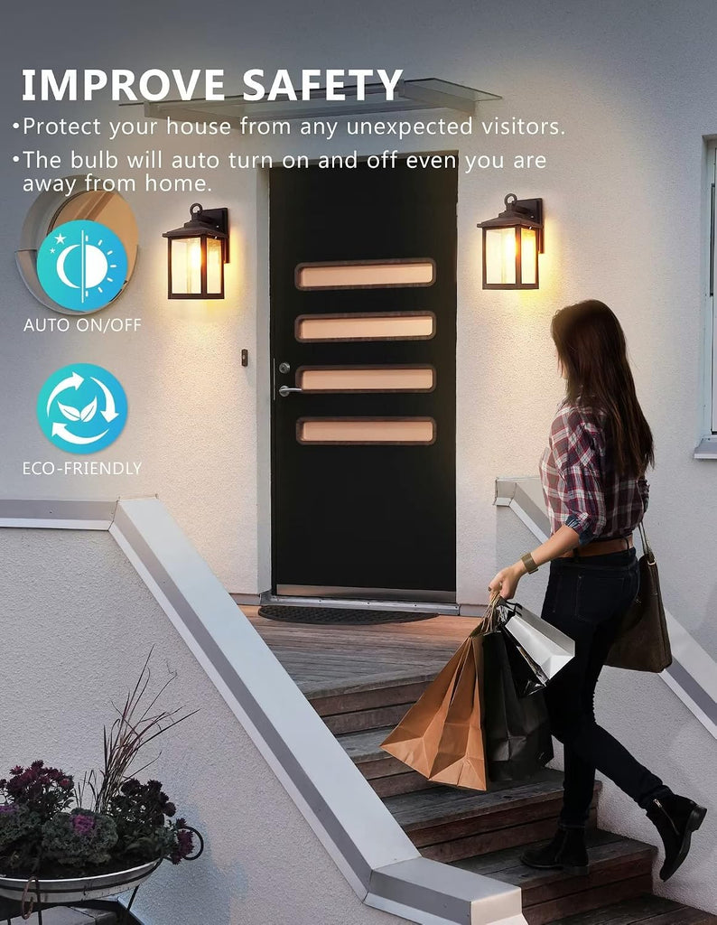 GU24 Dusk to Dawn Outdoor Light Bulbs,Light Sensor A19 LED Bulbs,Photocell Sensor, Automatic On/Off