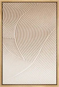 Framed Canvas Print Wall Art Pastel Brown Geometric Landscape Waves Abstract Shapes Illustrations Minimal Nordic Zen